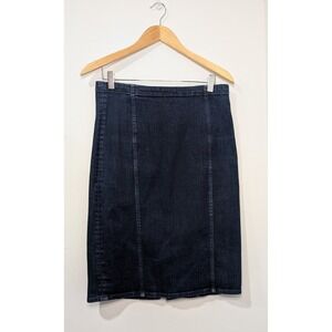 Polo Ralph Lauren Dark Wash Denim Pencil Skirt Knee Length Front Slit Size 10